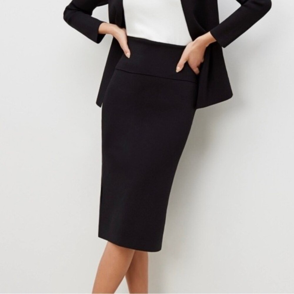 M.M Lafleur The Harlem Black Foldover Waist Knit Midi Pencil Skirt Women's Small
